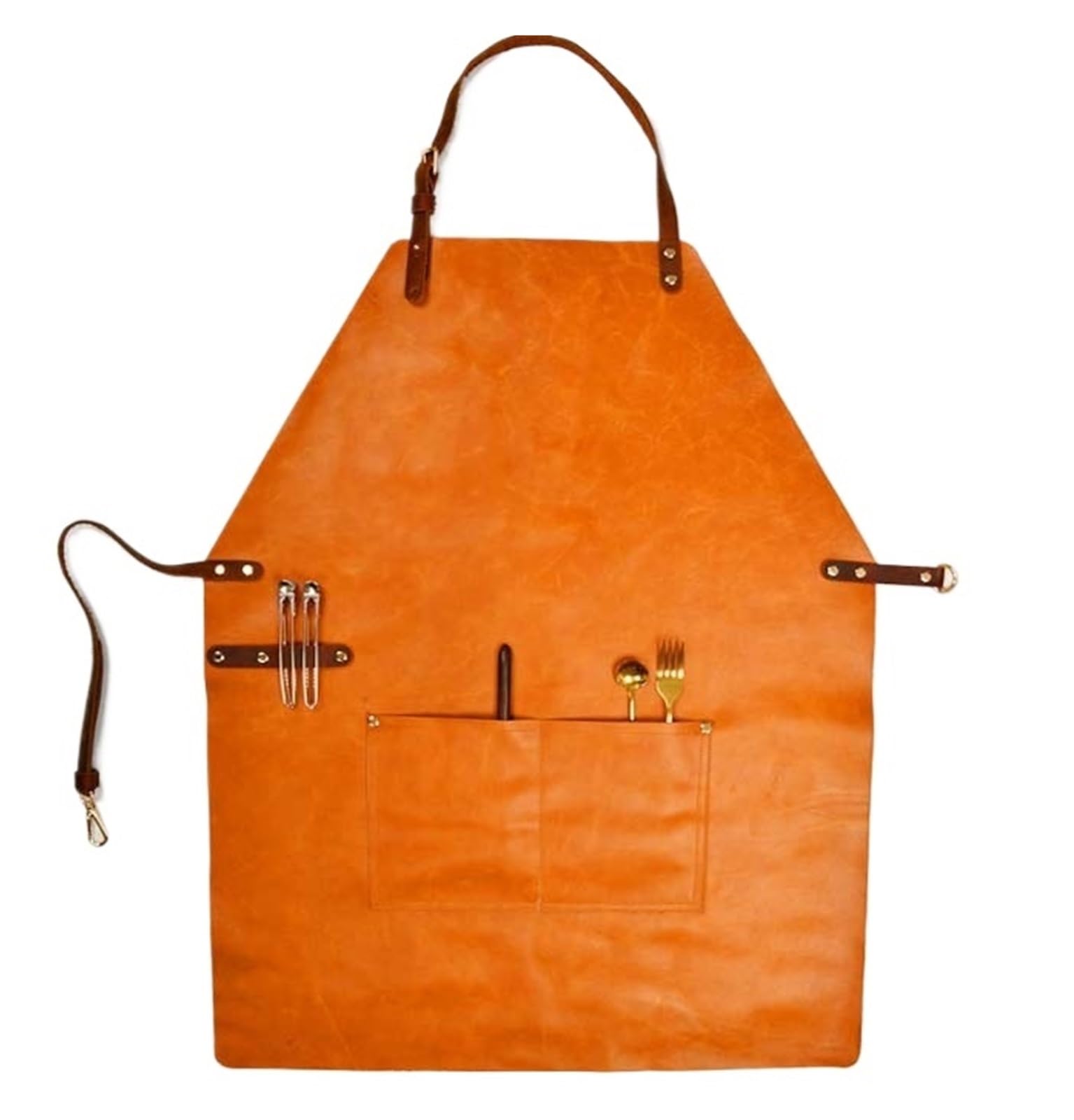tablier cuisine Tablier en cuir de vachette véritable tabliers d'atelier toile vintage avec poches artisan jardinier café restaurant cuisine hommes unisexe