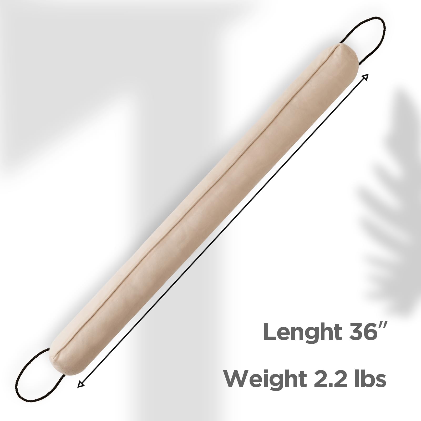 Sunolga Zugluftstopper, 91,4 cm, 1 kg, gefüllt mit Glasperlen und Baumwolle, abnehmbar, maschinenwaschbar, schalldicht, für Türen, mit abriebfester Unterseite, Beige