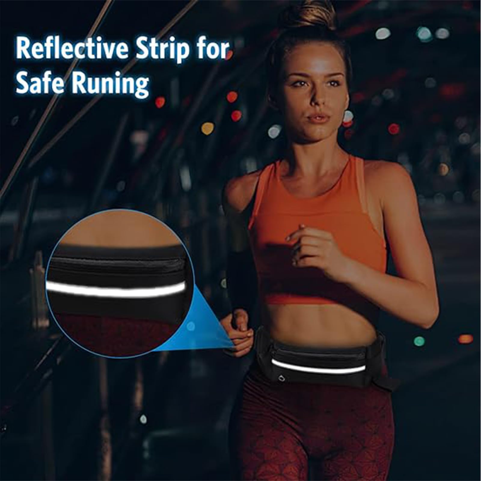 Marsupio Running Porta Cellulare Corsa Nero Donna Uomo Sport Fitness Ciclismo