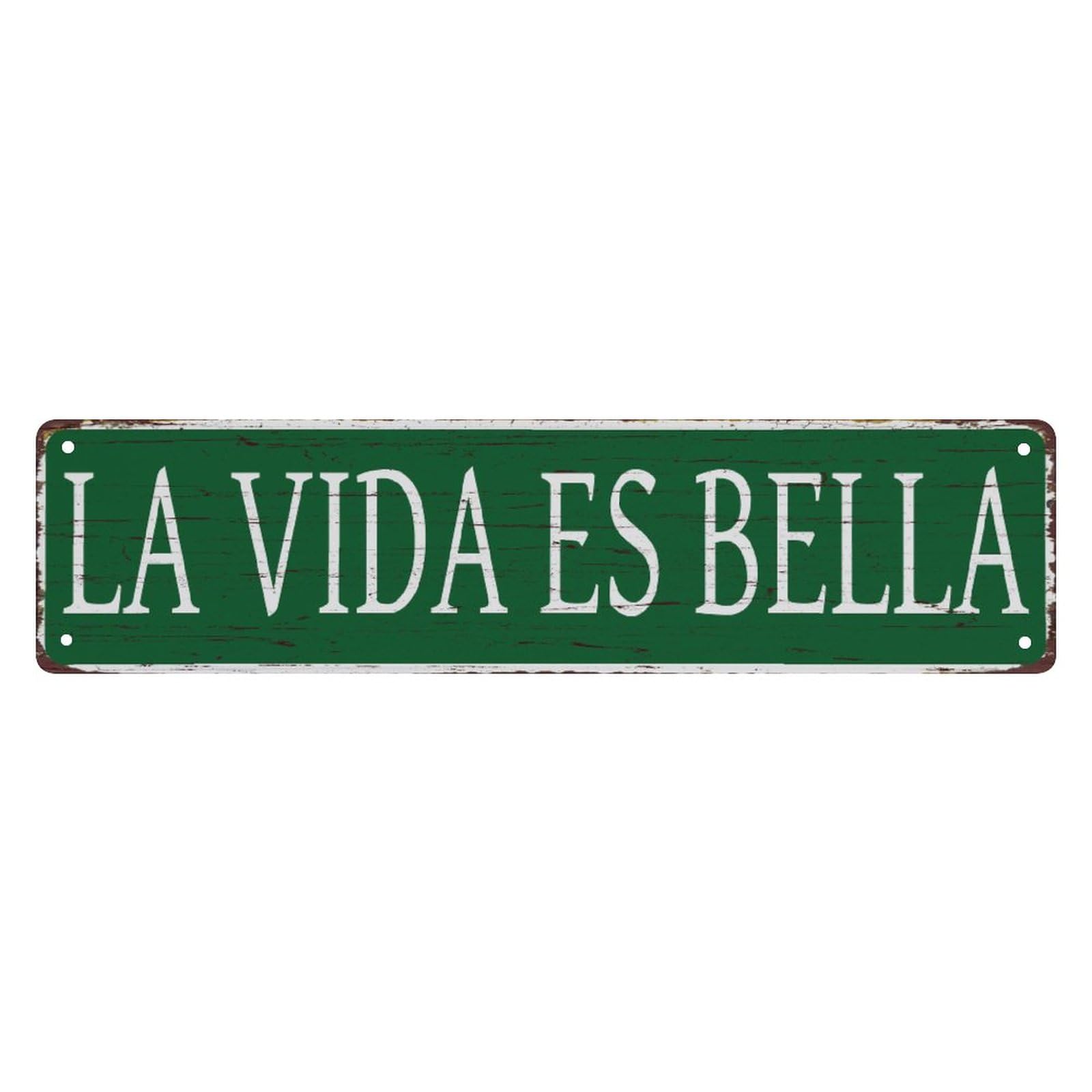 Peiyeety A002 Vintage Metal Tin Sign Decorative Wall Art For Home, Kitchen, Rustic Style, La Vida Esthemed Sign, Durable Waterproof Rustproof, Easy To Mount, 4X16 Inch