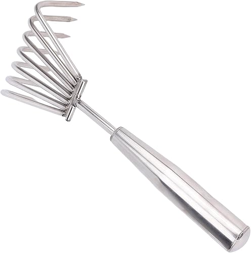 Miniatura 4 de Keenso Hand Rake, Stainless Steel Durable Garden Cultivator, 7 Tines for Weeding and Loosening Soil in Gardens and Beaches