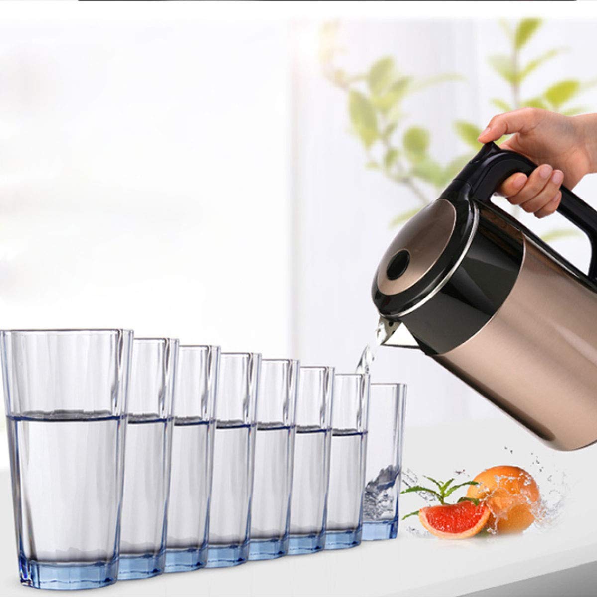 bollitore elettrico, Bollitori a doppio strato da 1, 7 l, potenza 1800 W, design silenzioso(Elegant Gold)