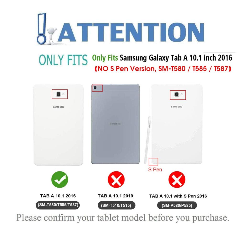 QYiD Etui na klawiature do Galaxy Tab A 10.1 2016 (SM-T580 / T585), odlaczany bezprzewodowy stojak na klawiature Bluetooth pokrowiec ze skóry PU do Galaxy Tab A 10.1", czarny