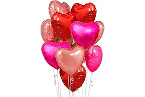 Upgraded Red and Rose Gold Heart-Shaped Foil Balloons
