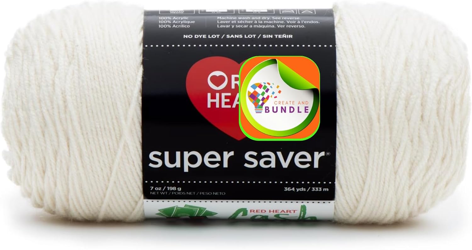 Acrylic Yarn Aran – Red Heart Super Saver, Medium #4, 7oz/198g Skein, 364 Yards for Knitting & Crochet