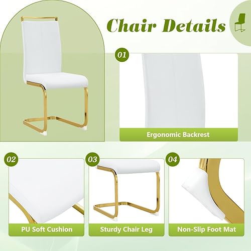 Miniatura 2 de Juego de mesa de comedor de cristal para 4, juego de mesa de comedor dorado para 4 para el hogar, mesa de comedor de 63 pulgadas con patas y base de