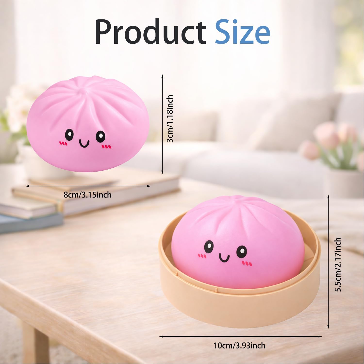 Dumpling Squishy Squeeze Toy for Adults - Soft TPR Hand Stress Reliever, Desk & Office Fidget Toy for Focus and Relaxation, Compact Portable Squeeze Toy (Pink)