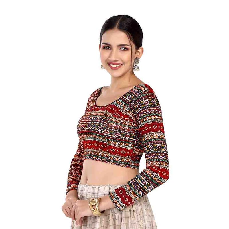 Image of FINESTFIT Women's Stretchable Full Sleeves Round Neck Blouse