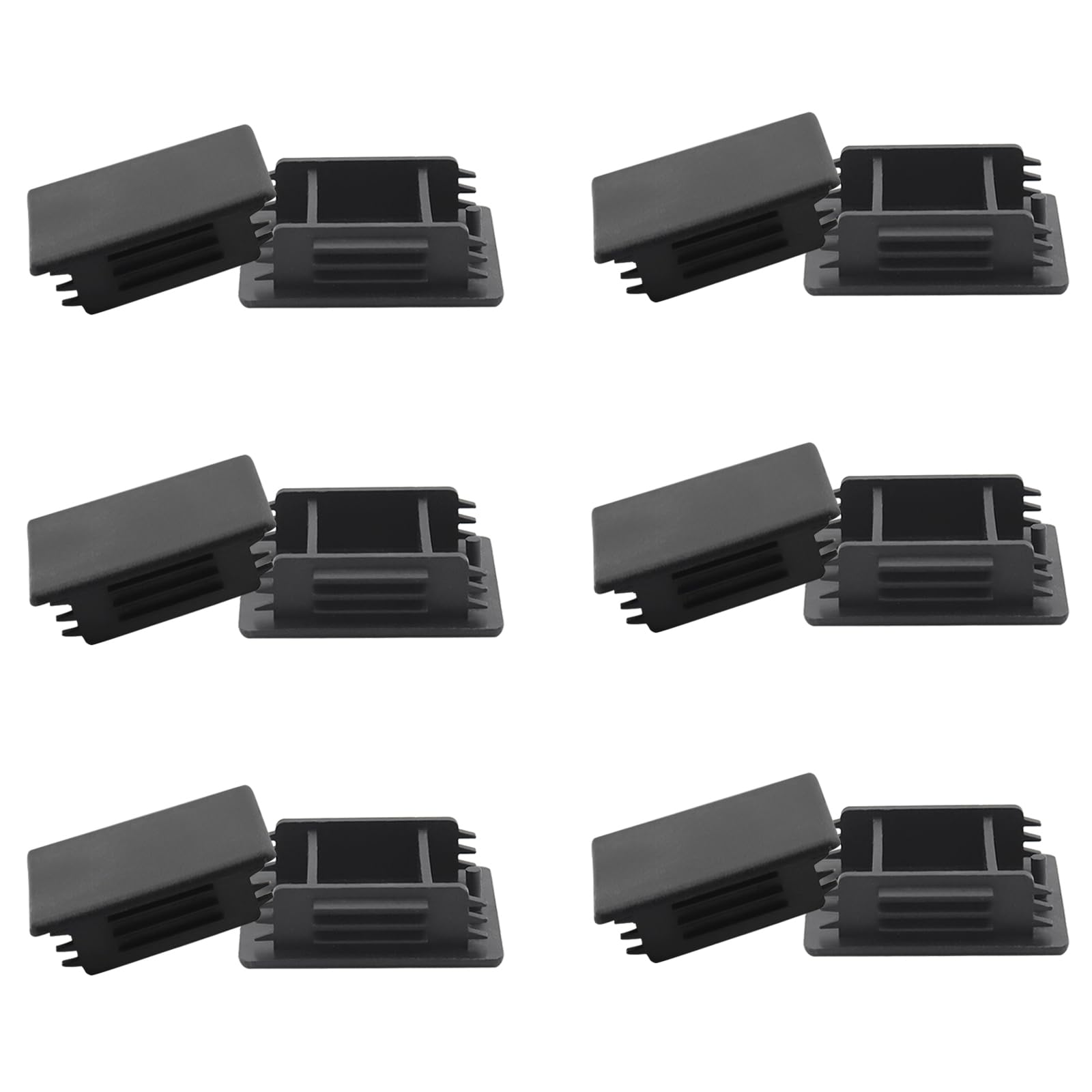 Biqing 12pcs End Caps for Metal Tubing 41 * 41mm(1.6 * 1.6inch), Square Tube Plug,for Post Fence Pipe Cover,Chair Legs Black