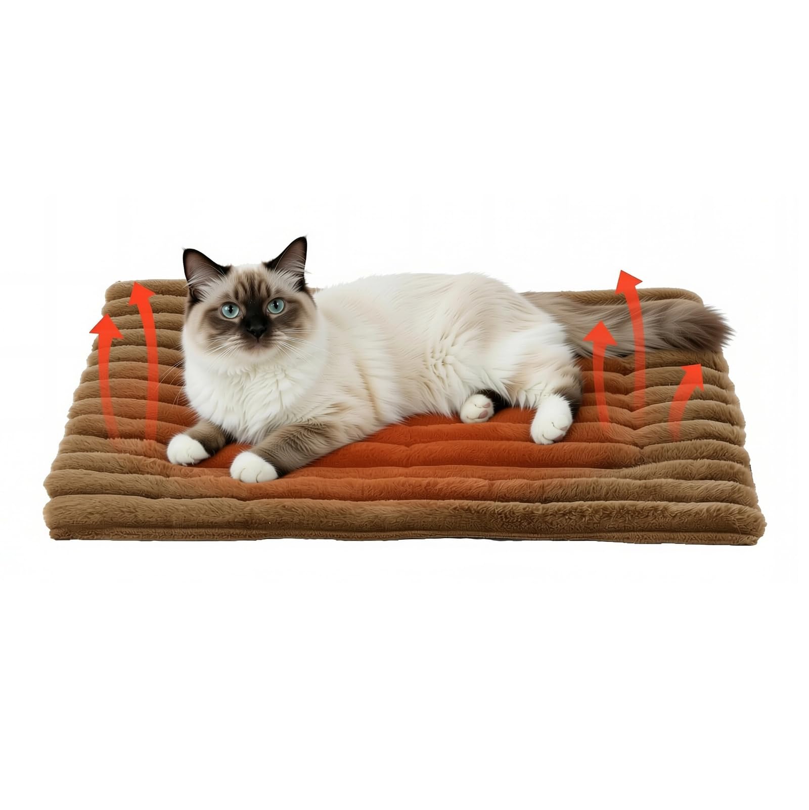 Selbstwärmende Katzendecke, Selbstheizende Thermomatte für Katzen, Extra Warmes Thermo Haustierkissen, Waschbares Hunde und Katzenbett, Transportbox Einlage, DeckeBrown,89x58cm/35x23in