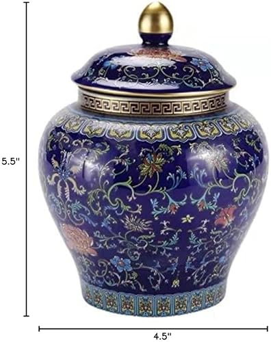 Jengibre Tarro Decorativo Tarro Antiguo Chino Imperial Esmalte Porcelana (Pequeño, Azul)