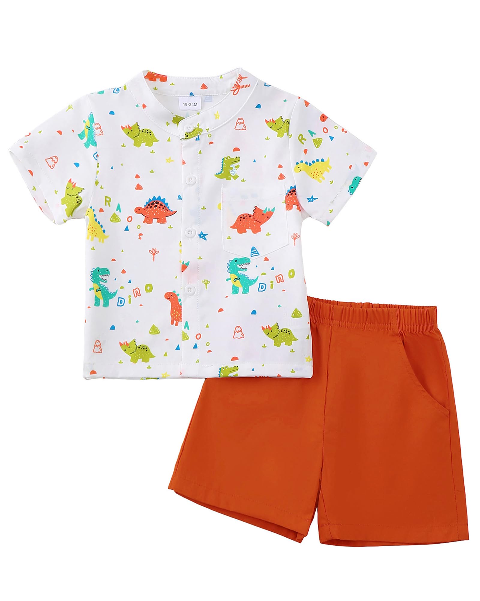 Toddler Boy Clothes Beach Boys Summer Outfits Short Sleeve Button Down Shirt and Elastic Waist Shorts Sets 12M-4Y
