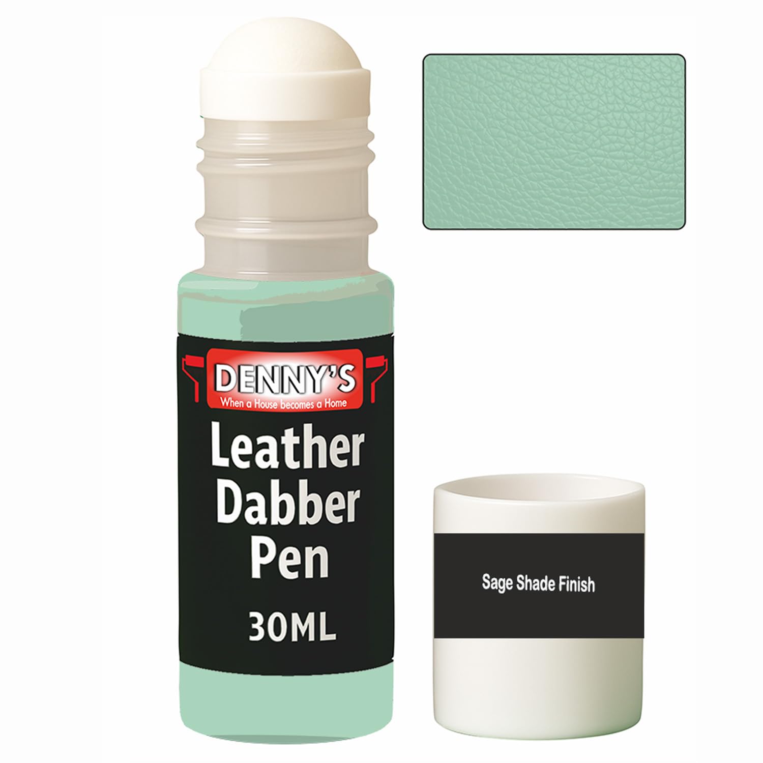 SCOOBYS PAINTS BACK IN THE MIX Leather Dabber Pen, 30ml, Leather Recolouring Paint Dye Balm Sofas, Repair Faded & Scratched Upholstery Car Seats, Shoes, bags, belts Green Shades (Sage Shade Finish)