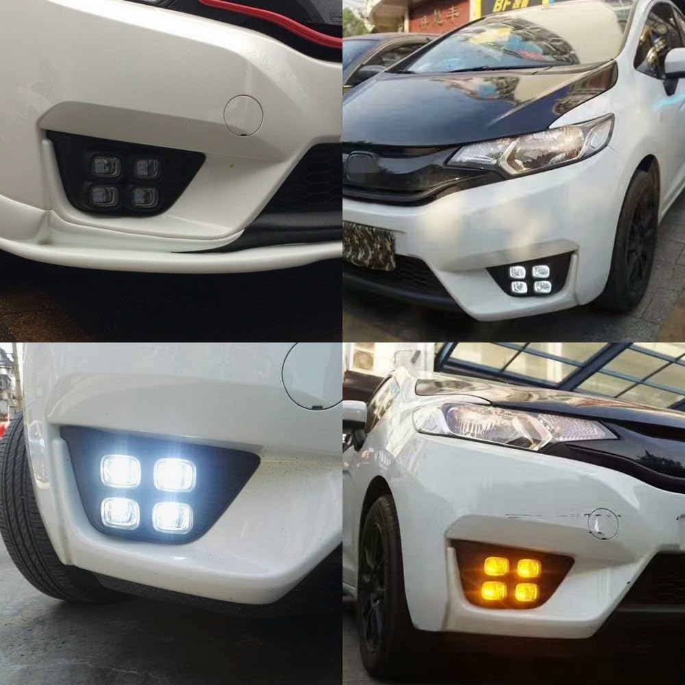 Luci di marcia diurna a LED DRL 12W 6000K 4LEDs Fendinebbia + Segnali di direzione gialli