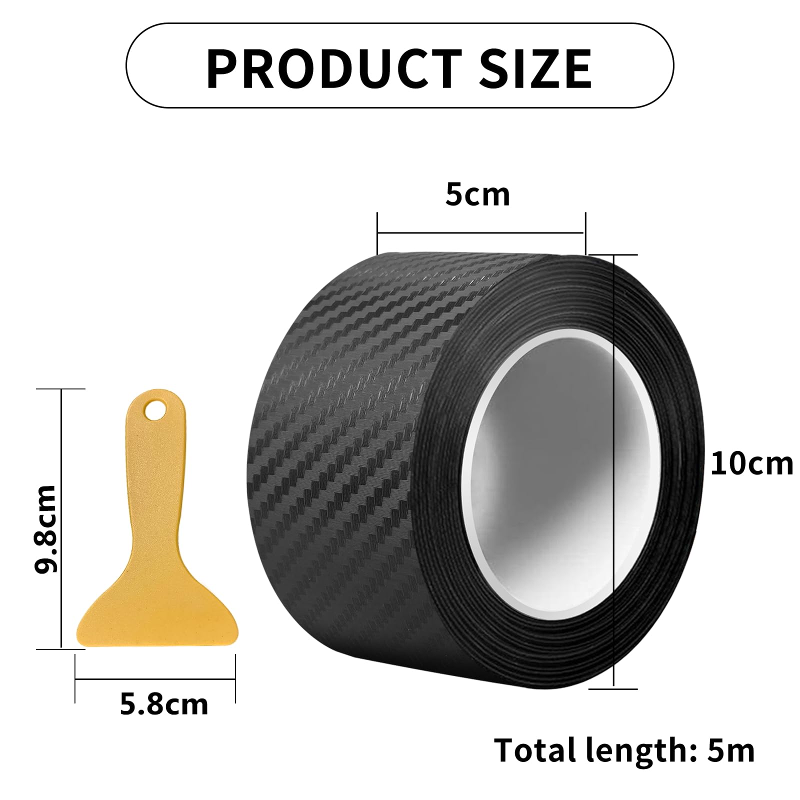 Adesivo Per Auto In Fibra Di Carbonio, Pellicola Adesiva In Vinile Auto Impermeabile Senza Bolle Per Moto Veicolo Nero 5cm3m Superma 78799902 - Foto 6