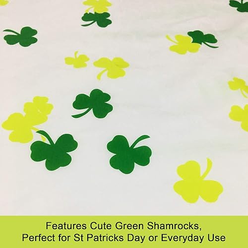 Miniatura 3 de Mantel de plástico con trébol – Mantel desechable para decoraciones de mesa del día de San Patricio, funda de mesa de trébol verde de la suerte para