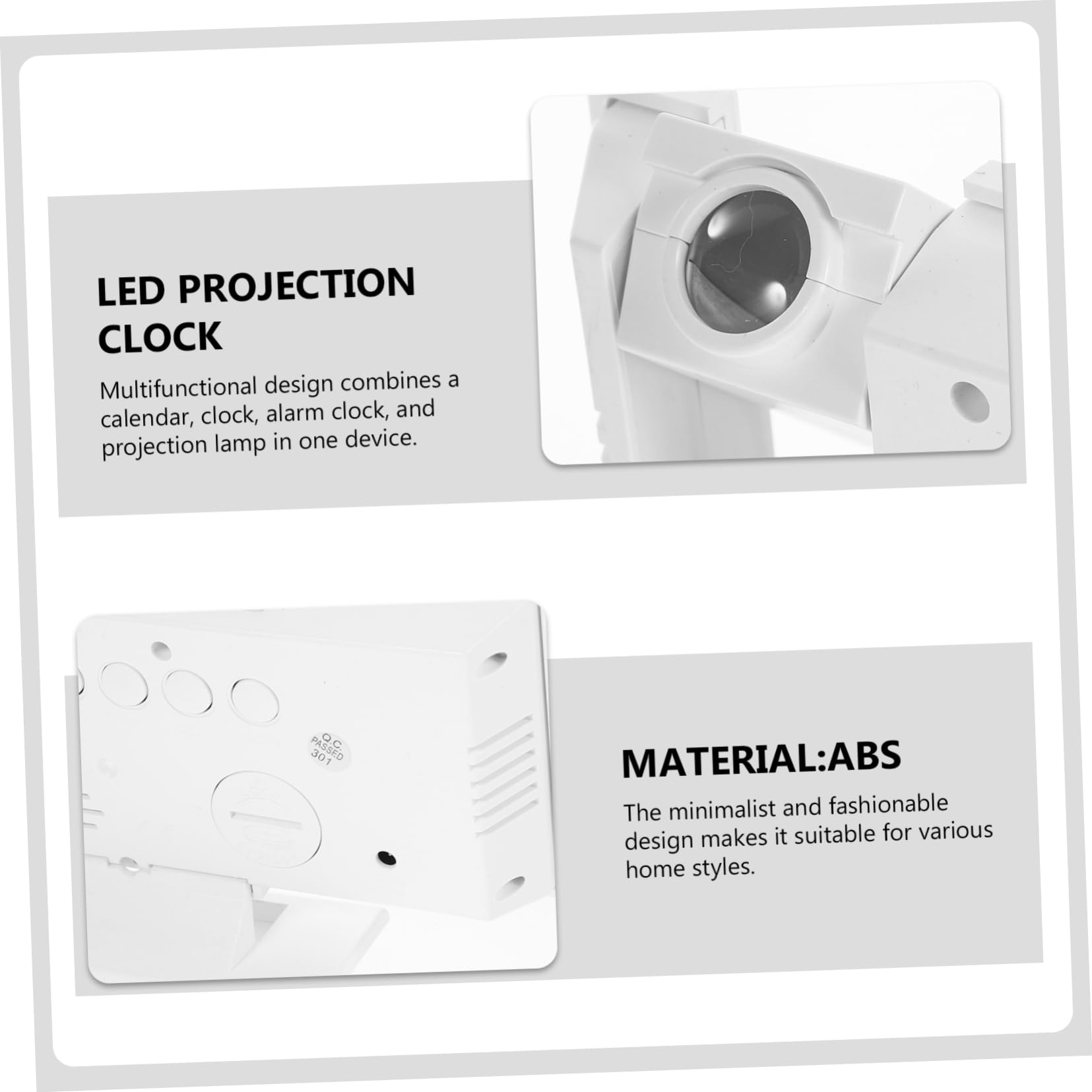 Ciieeo LED Projektionswecker Weiß mit Großem LED Display für Schlafzimmer