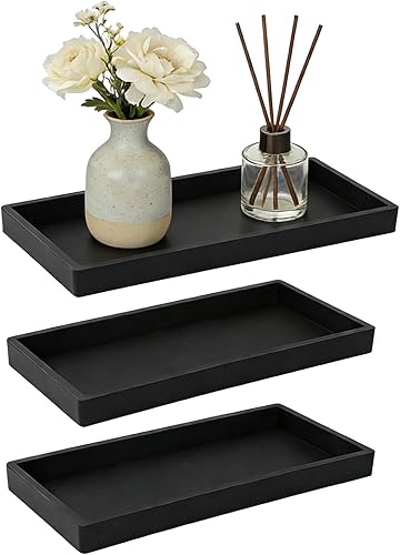 SHILIPAIJC 3 Stück Badezimmer Tablett, Dekotablett Deko Tablett Tablett Schwarz,