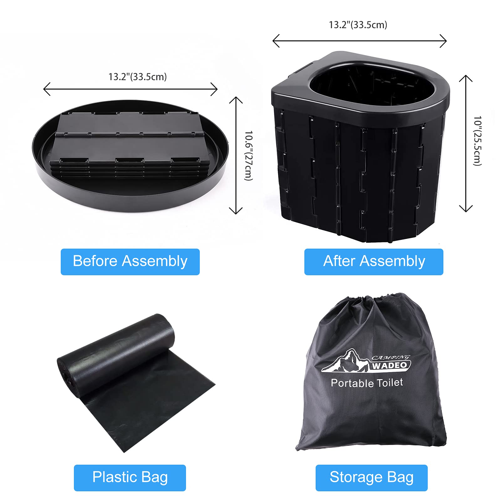 Buy Portable Folding Toilet, Porta Potty Car Toilet with Female Urination Device, Camping Toilet