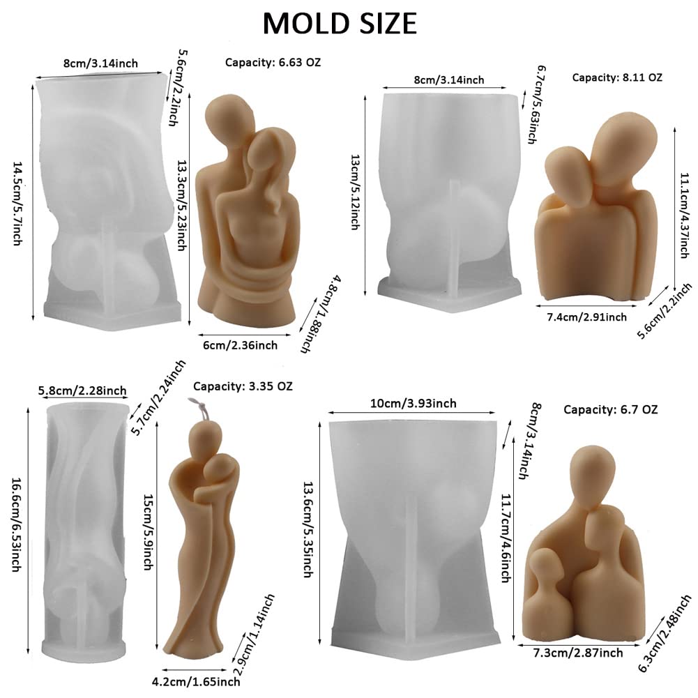 Silikonowa forma do świec, 3D, kształt ciała, formy do świec, zrób to sam, epoksydowa forma do odlewania żywicy, do ręcznie robionego mydła, glina z papieru polimerowego, Boże Narodzenie, sztuka, rzemiosło, prezent (4 szt.)