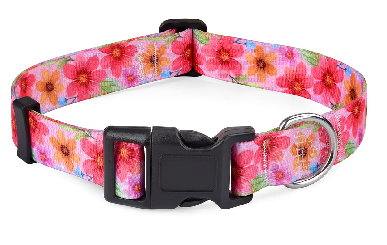 HQYDDMI Dog Collar for Medium Dogs Soft Comfy Pet Collar for Small Medium Large Dogs Floral Pattern for Boy Girl Puppy Dogs(Floral C,M) - Image 2