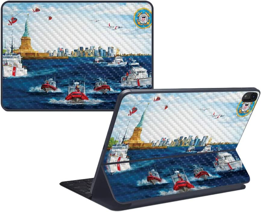 MightySkins Carbon Fiber Skin for Apple iPad Pro Smart Keyboard 11" (2018) - Standing Watch - Protective, Durable Textured Carbon Fiber Finish - Easy to Apply, Remove - Made in The USA