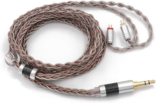 TRIPOWIN C8 8-Core Silver Copper Foil Braided Earphone Upgrade Cable, Tinsel Silver Copper Wire for KZ ZS10 PRO AS10 ZS10 ZS6 ES4 ZST ZSR ED16 TRN V80(3.5mm Plug, 2 pin 0.78mm Connector)
