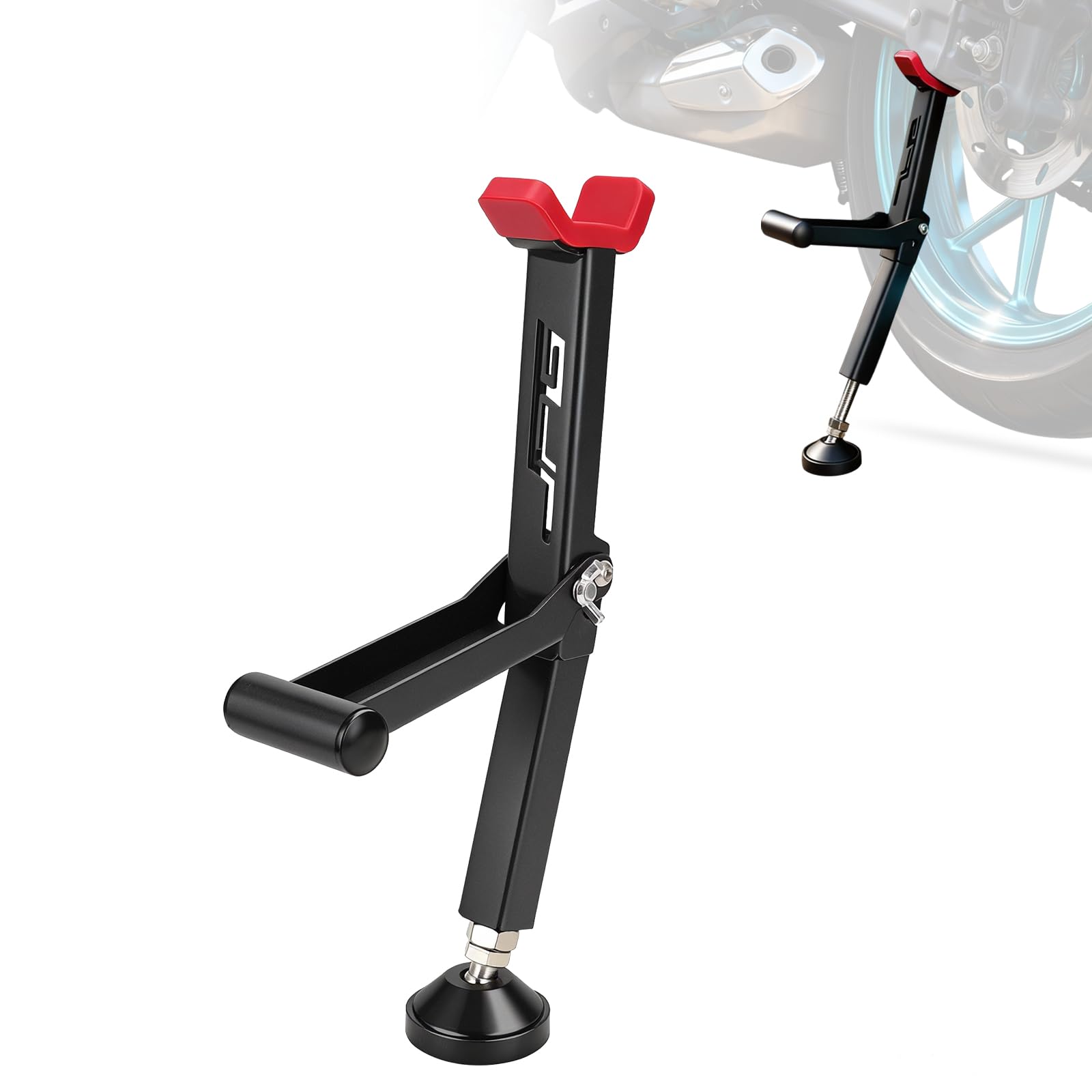 JFG RACING Motorcycle Rear and Front Wheel Lift Stand Trail Stand Easy And Portable-Second Generation New Design for Most Motorcycle Wheels