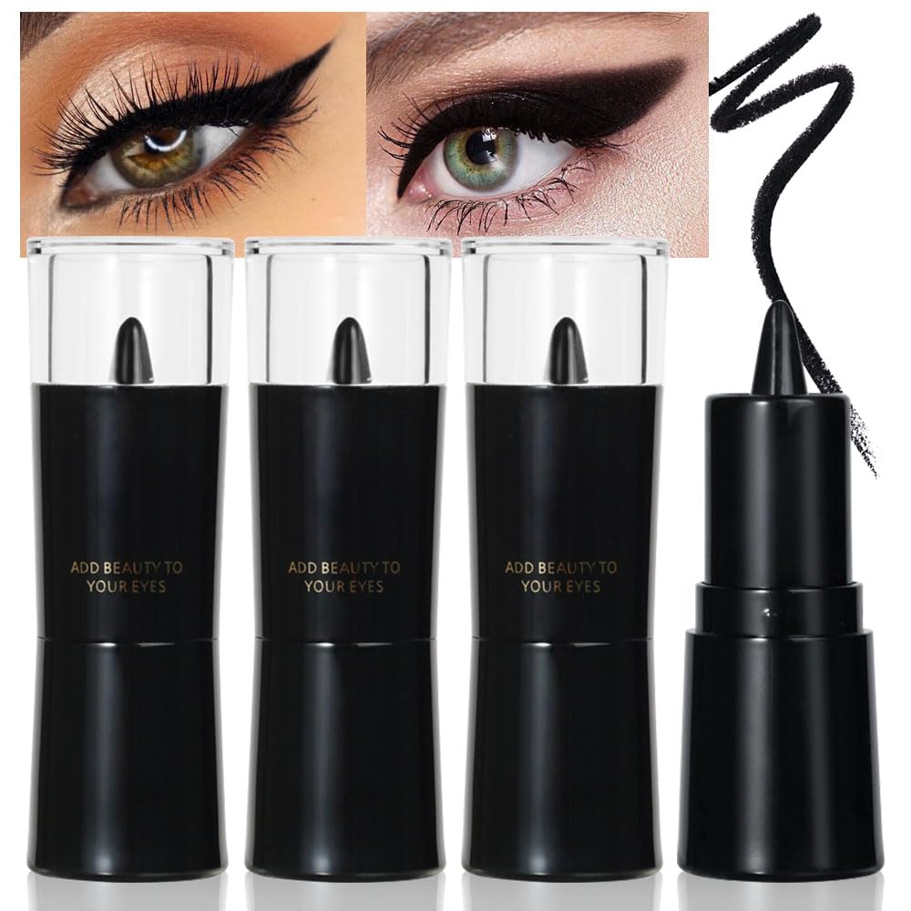 evpct4Pcs Black Gel Eyeliner Pencil Eye Black Face Paint Stick Makeup Set Waterproof Matte Quick Dry Cream Crayon Eyeliner Pencil Set Cat Eye Liners Eyeshadow Guide delineador de ojos contra el agua