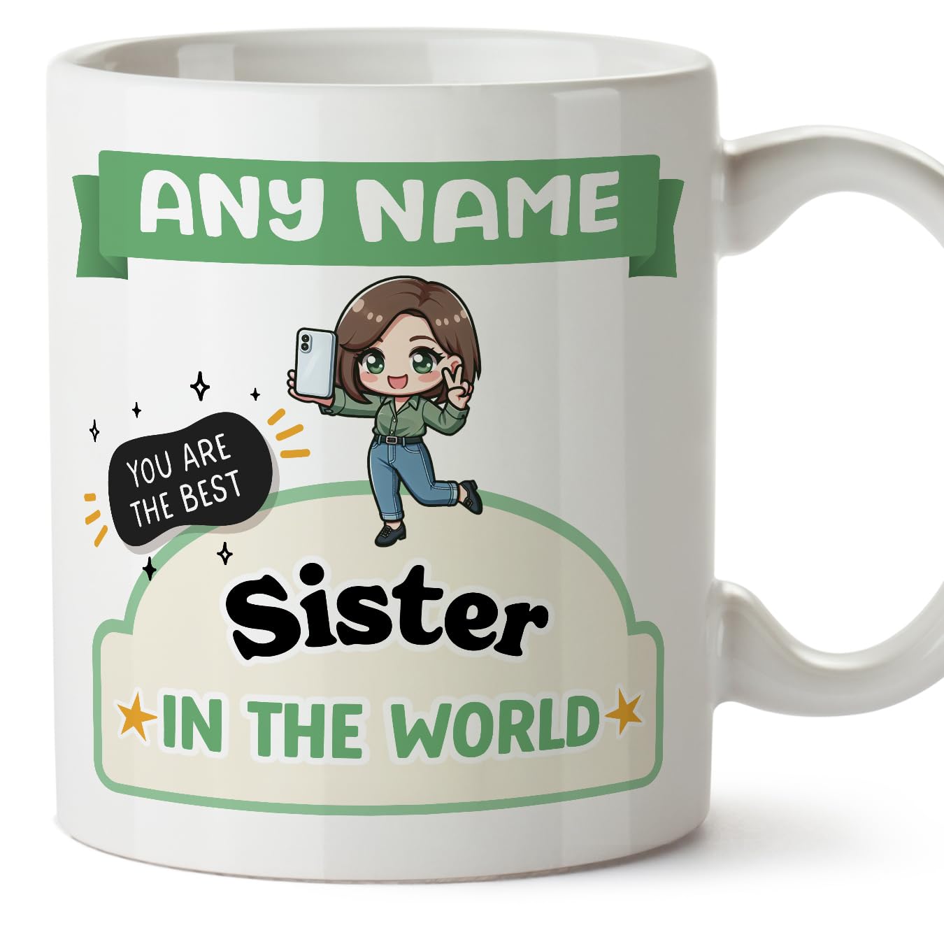 MUGFFINS Sister Mug - in English - Best in The World - Kawaii - Funny Gift - Ceramic 11oz Mug — image 1