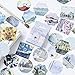 Kawaii Vintage Paper Journaling Sticker Set Animal Plant Owl Rabbit Bird Pocket Watch Famous Painting Hot Air Balloon Hemisphere for Gift Packing Scrapbooking Album Planner Journal Arts DIY Craft