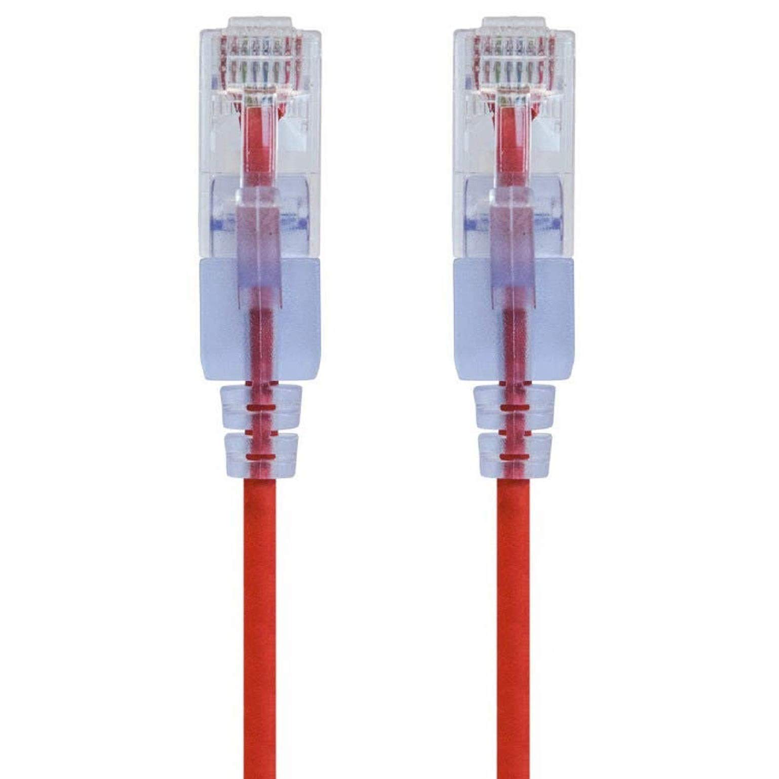 Monoprice SlimRun Cat6A Ethernet Patch Cable - Snagless RJ45 UTP Pure Bare Copper Wire 10G 30AWG 3ft Red 5-Pack