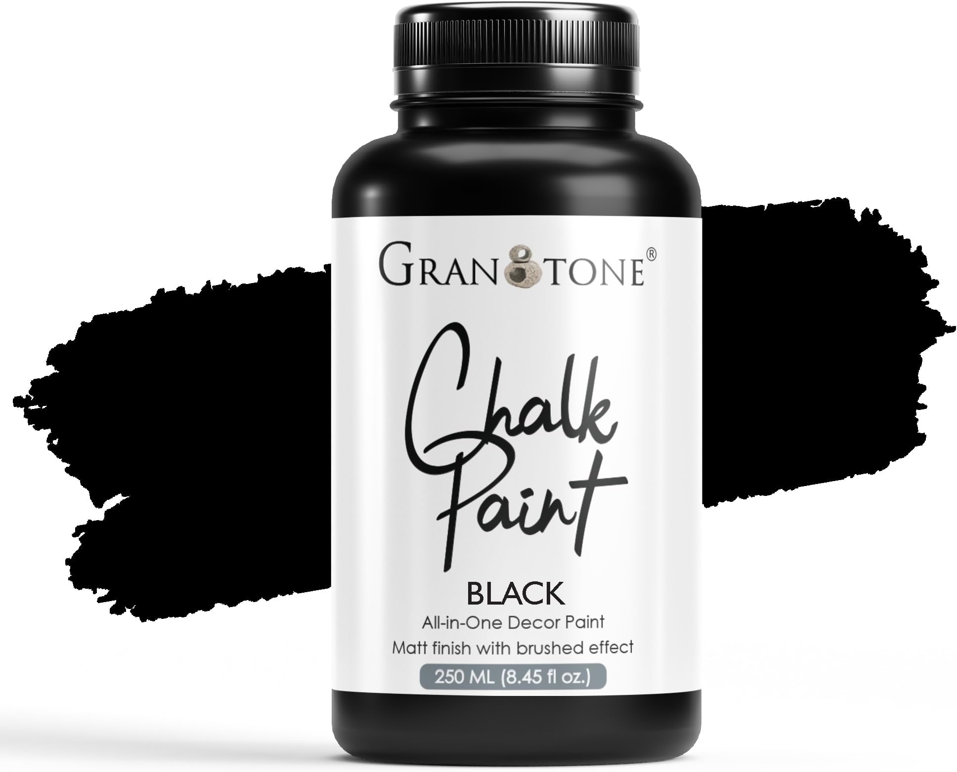 GRANOTONE Chalk Paint for Furniture, Home Decor, Crafts - Eco-Friendly - All-in-One - No Wax Needed- 250 ML BLACK