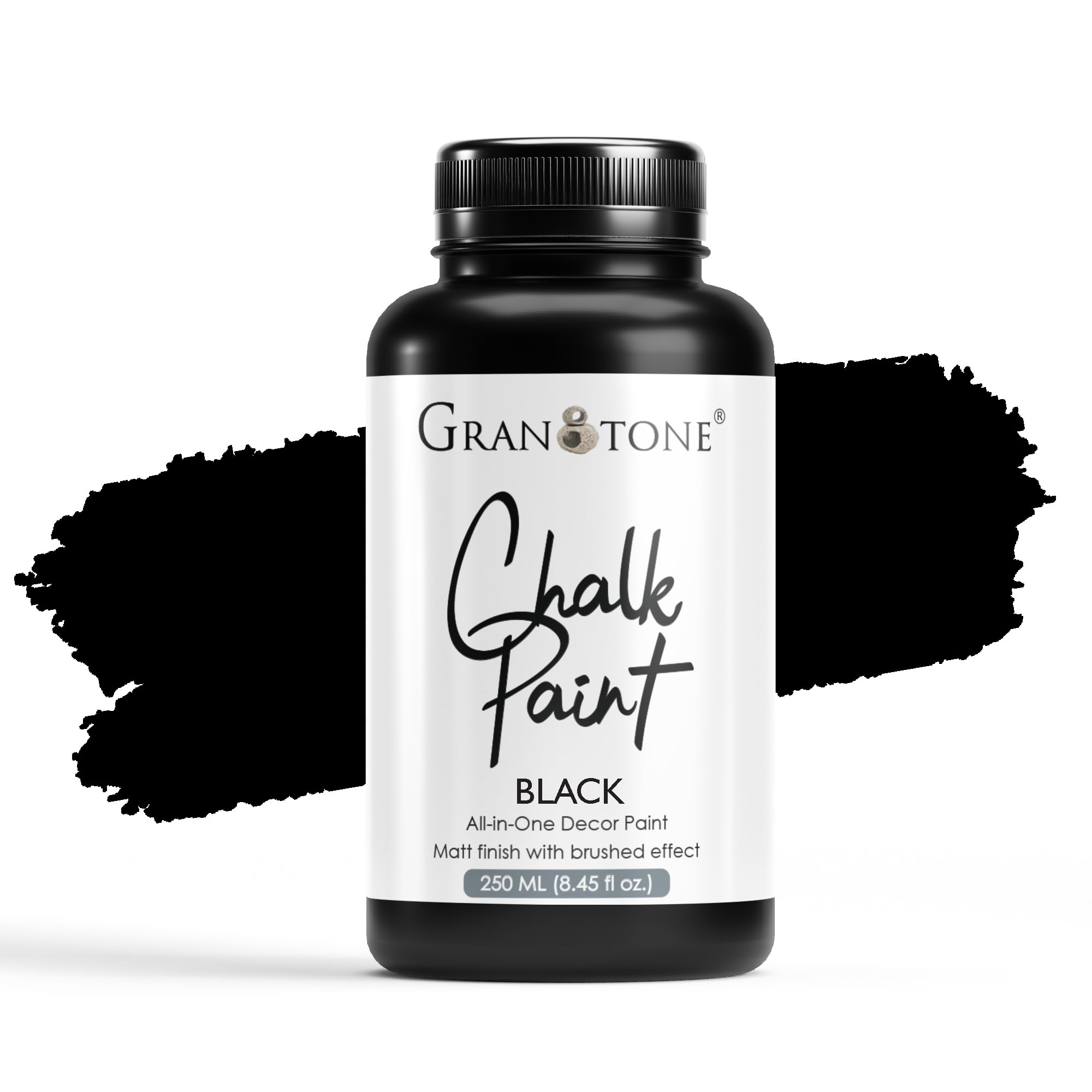 GRANOTONE Chalk Paint for Furniture, Home Decor, Crafts - Eco-Friendly - All-in-One - No Wax Needed- 250 ML BLACK