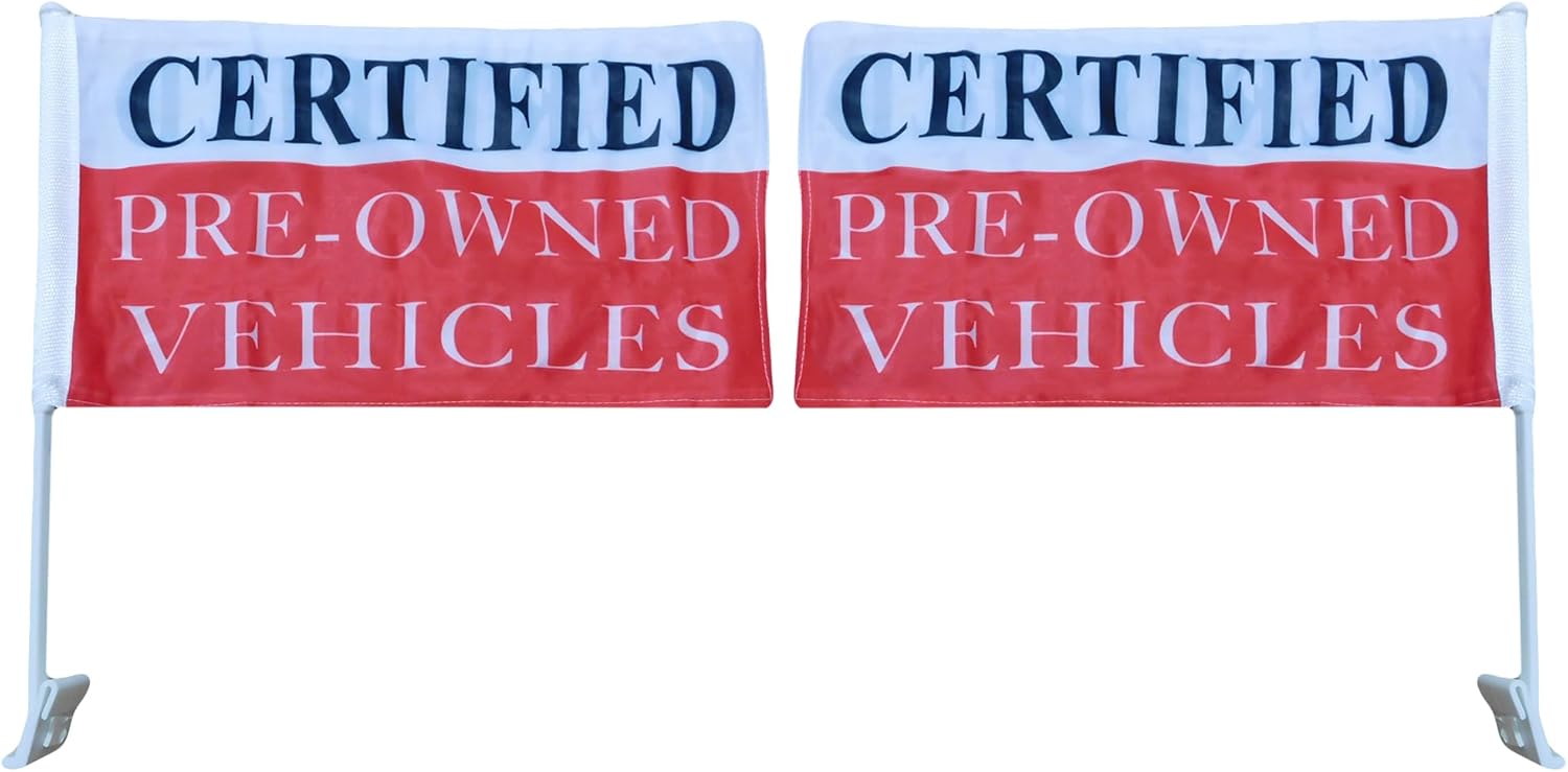 Wholesale Lot of 12 Certified Pre-Owned Vehicles Red & White 12x18 12"x18" Rough Tex Knit Nylon 100D Double Sided Car Vehicle Flag