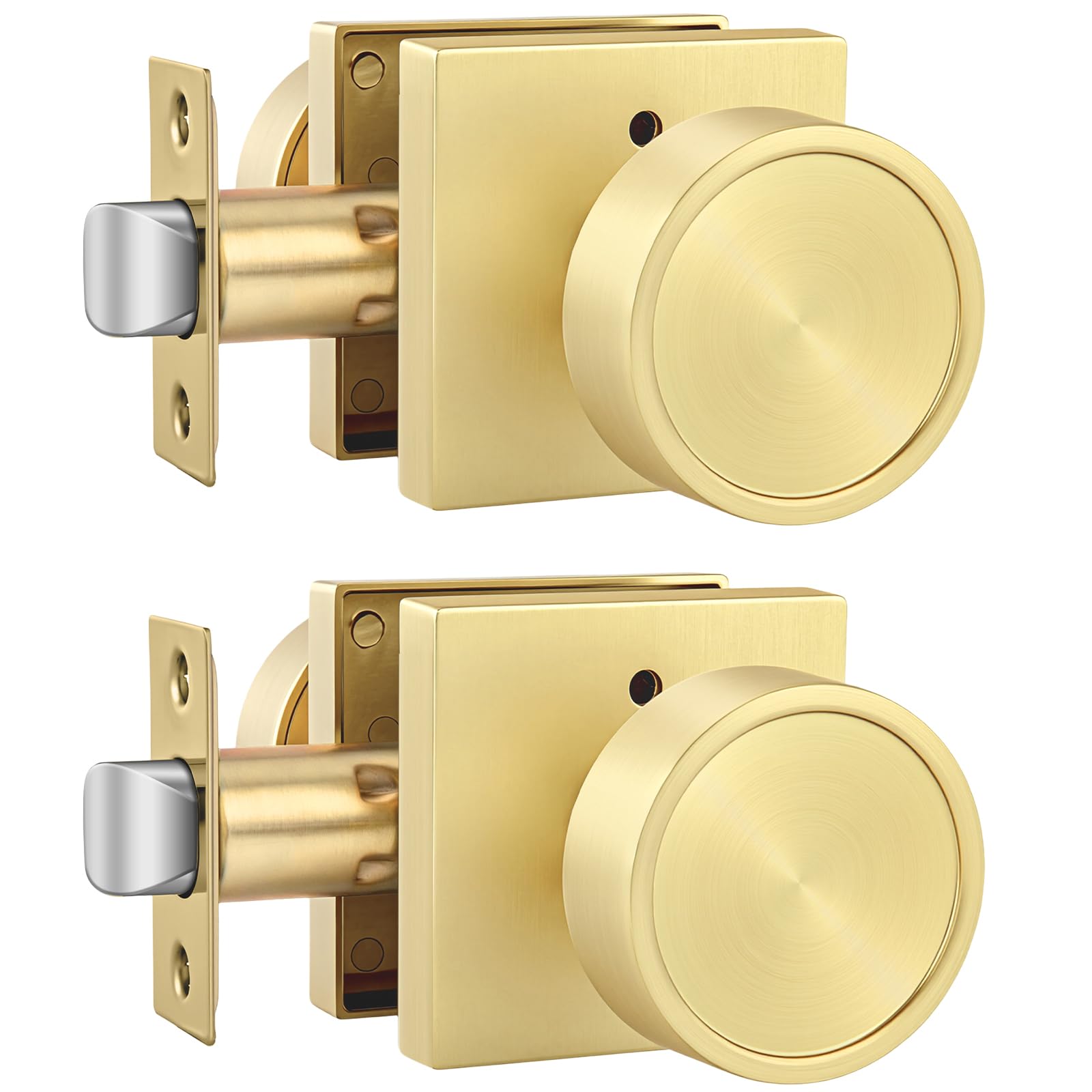 Goldenwarm Privacy Gold Door Knobs Interior Zinc Alloy, 2 Pack