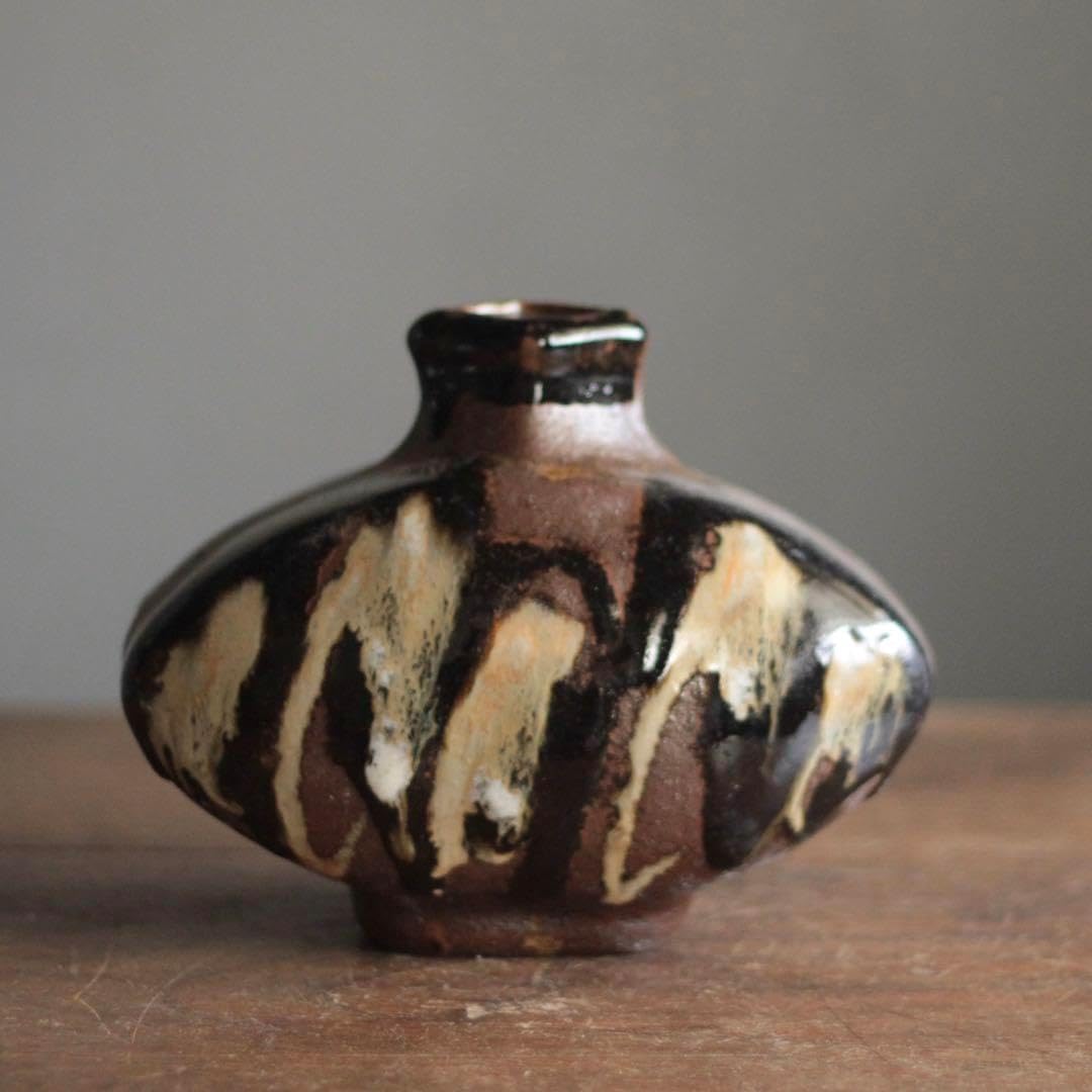 唐津焼 西岡小十 小次郎窯 壺 絵唐津 花瓶 共箱付 レトロ Yahoo