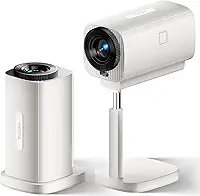 Mini Portatil 5G Wifi 5.0 Android 13, Projetor 4K 1280P Full HD Suporte 5800 Lumens, Projetor Led Auto de Correcção Trapezóide Horizontal, 90°Girável Projector para Telefónico