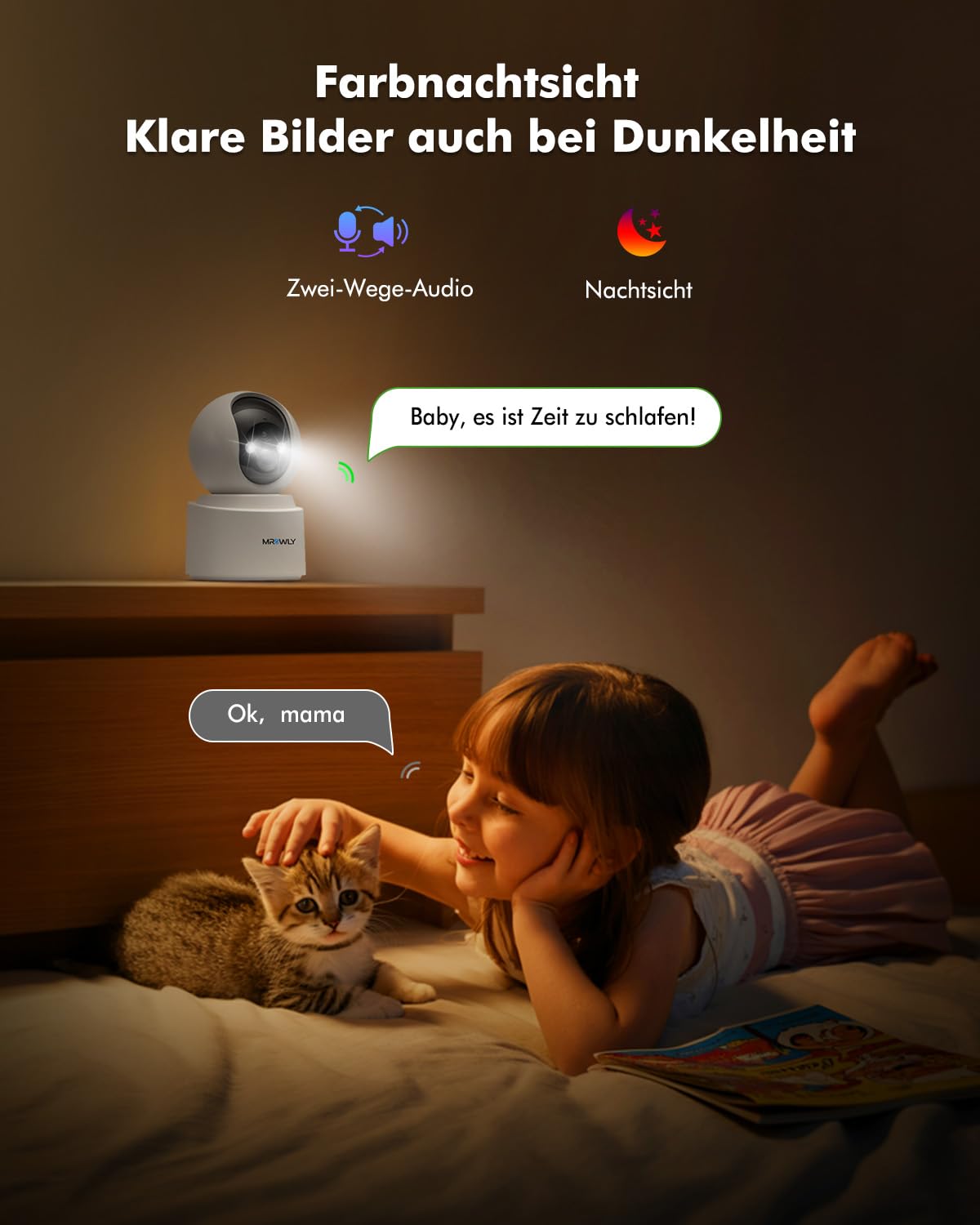 2,5K/4MP Überwachungskamera Innen WLAN mit 6000mAh Akku, 360° PTZ kabellose überwachungskamera, 2,4/5GHz WiFi, Farb-Nachtsicht, Bewegungserkennung, KI-Erkennung,Zwei-Wege-Audio 2 Stück