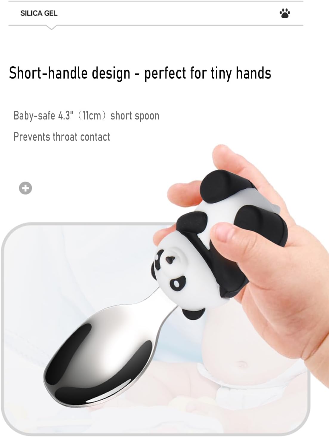 Silicone Baby Feeding Set 5 Pcs, Weaning Supplies, Panda Baby Plates Baby Spoon & Fork, Baby Utensils Feeding Essentials