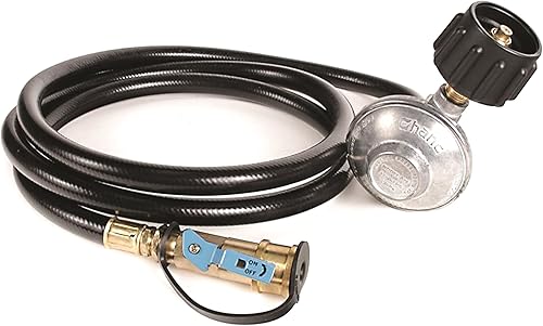 Vista 10 de Camco Low Pressure Gas Regulator Rated at 70,000 BTUs Per Hour Includes 8-Foot Hose Great for Camping, RVing, Grilling, and More (57704)