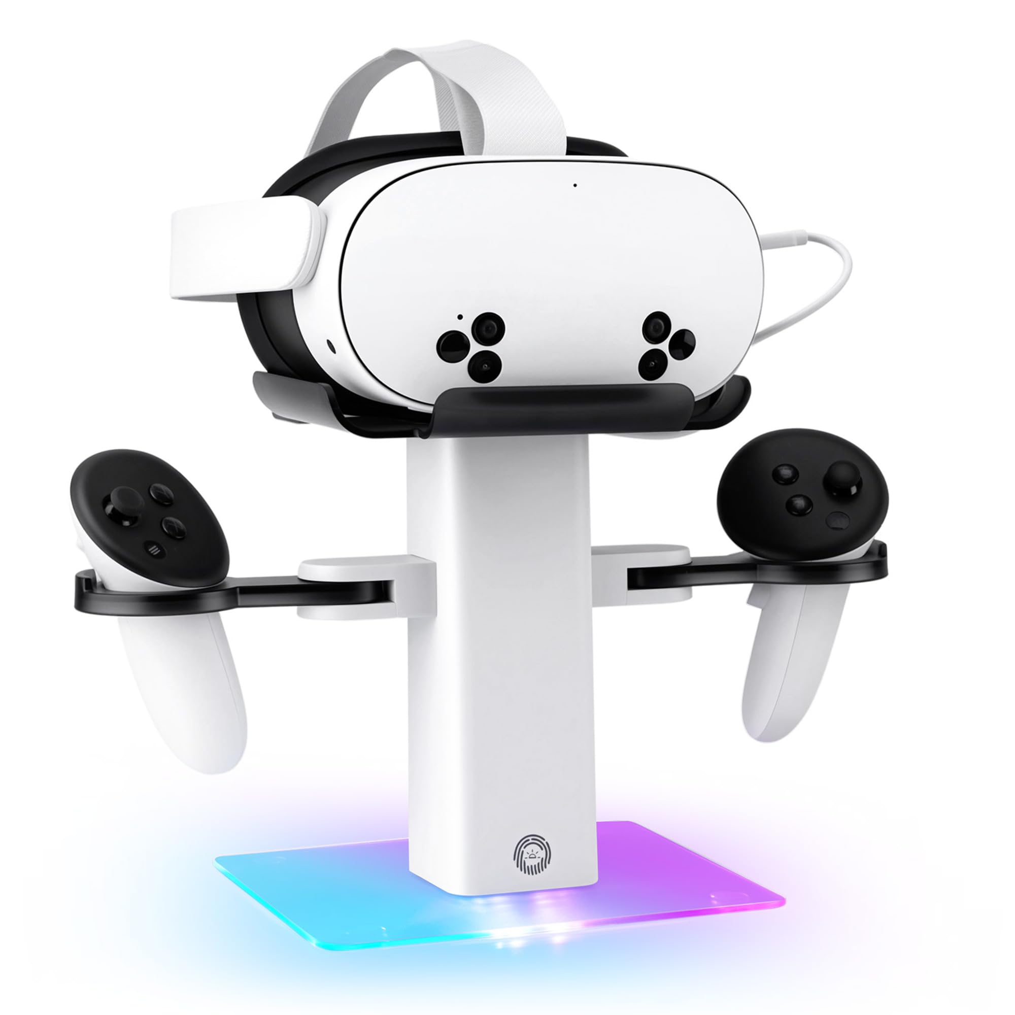 Mcbazel Ladestation für Quest 3S/Quest3/2, 15W USB-C VR-Headset-Ladestation mit RGB-Beleuchtung und Rutschfestem Vertikalständer, Minimalistische VR-Displayhalterung – Weiß