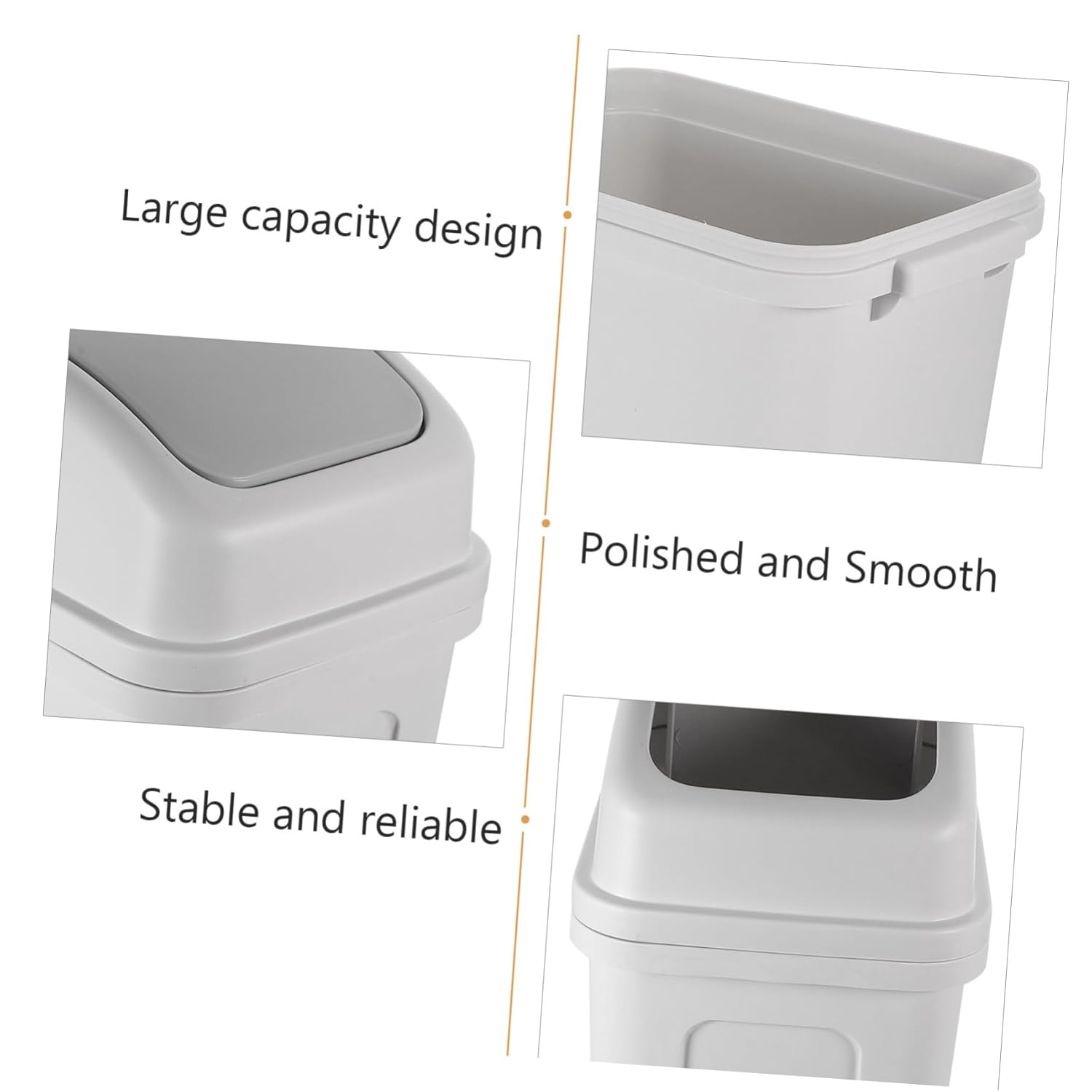 Step Lid Trash Can Kitchen 45L Large Capacity Flip Lid Trash Can White Thicken Plastic Garbage Can with