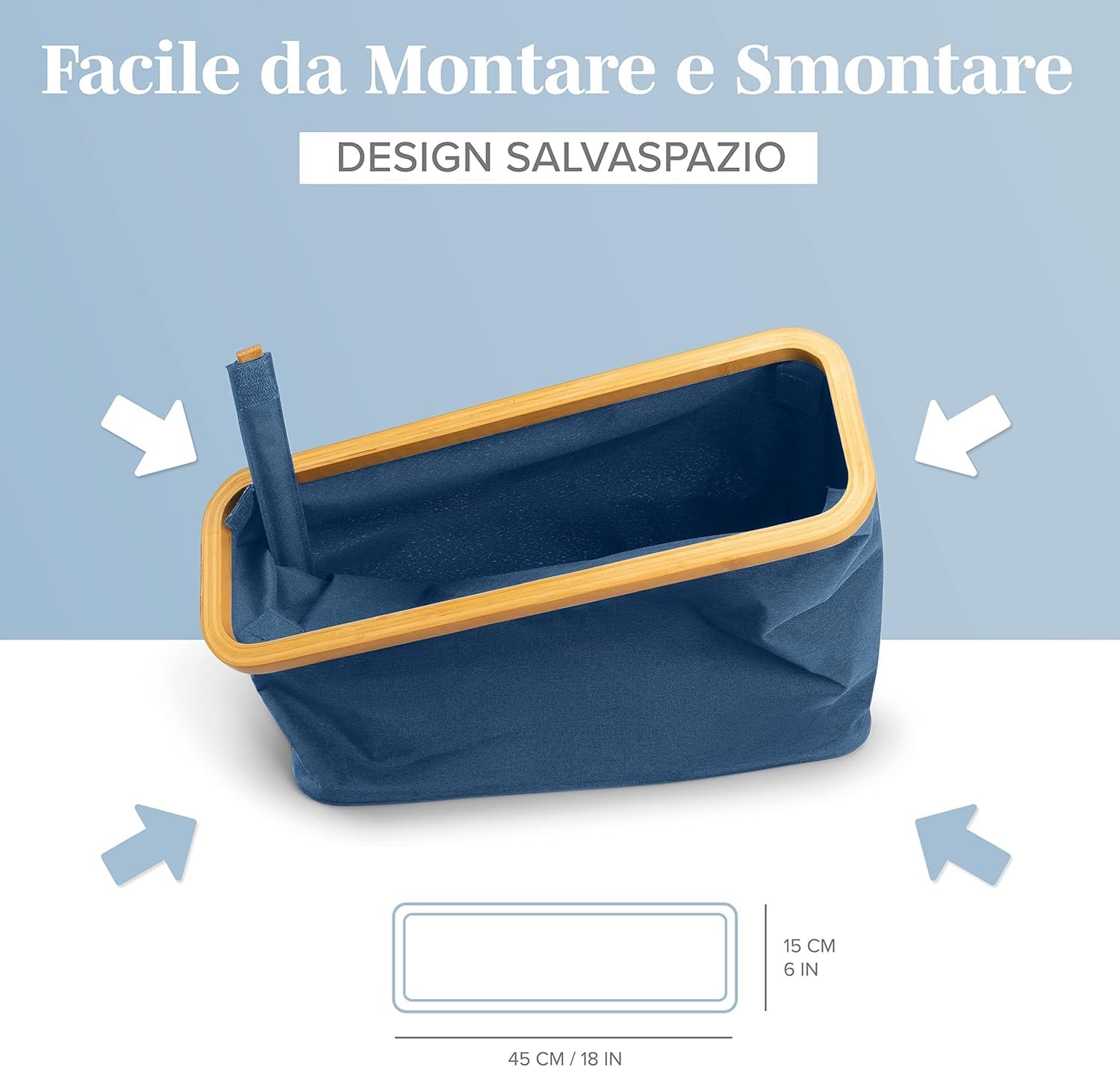 LONBET para 12 Rollos Almacenaje Papel Higienico con Tapa de Bambú - Almacenamiento Baño Plegable e Impermeable - Diseño Elegante y Apilable con Montaje Rápido - Toilet Paper Storage, Blu