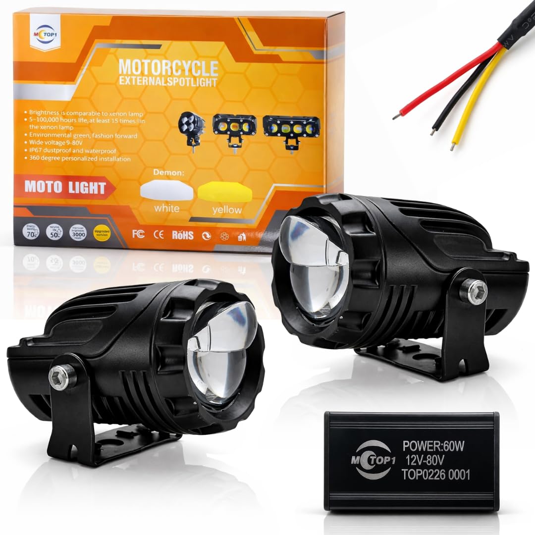 AUTOPOWERZ Dual Cut Lens LED Fog Light Waterproof & Dustproof Cooling Fan Inbuilt (120W Total) 12V-80V DC Power Yellow, White, Warm White Light Reflection Universal fit All Bikes & Cars Model (Pack 2)-image-18