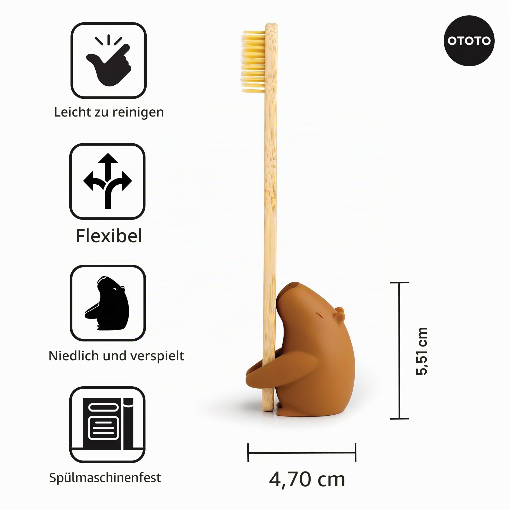 OTOTO Capybrush – Niedlicher Capybara Zahnbürstenhalter für das Badezimmer – Lustige Wasserschwein Deko & Geschenkideen für Erwachsene – Zahnbürstenständer & Schreibtisch-Organizer – Silikon