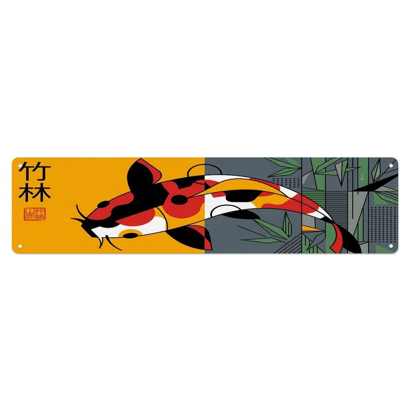 Olhnbad 4X16inch(10X40cm) Vintage Koi Fish Japanese Enlightened Metal Tin Sign