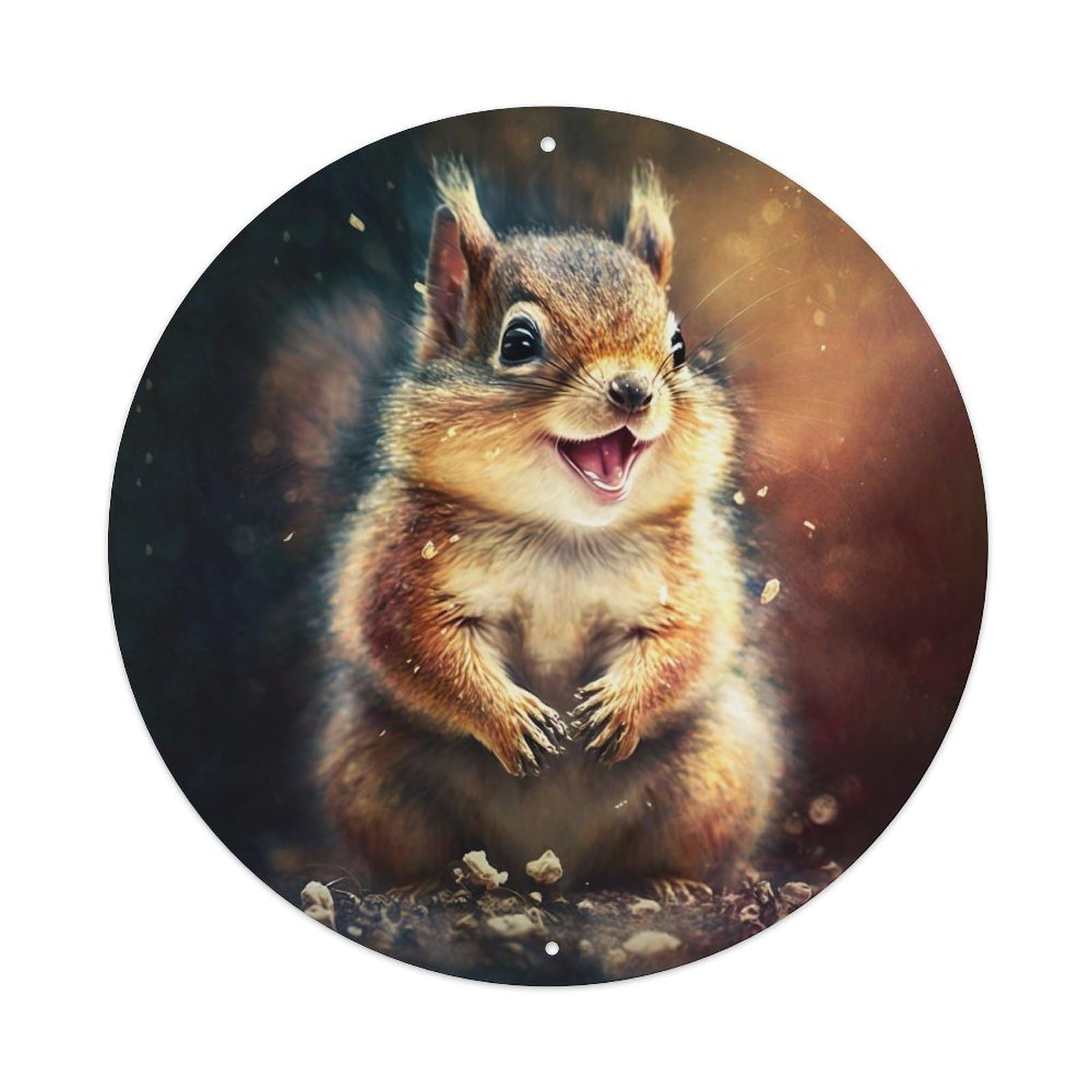 Animal Tree Squirrel Laughing Cute Happy Vintage Metal Tin Sign Plaque Wall Decor for Cafe, Club Bar, Office, Garden Metal Poster 8x8Inch
