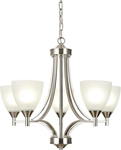 BOZO Lámparas de araña contemporáneas de níquel cepillado para comedor, lámparas de techo colgantes industriales para vestíbulo, dormitorio, baño, 5