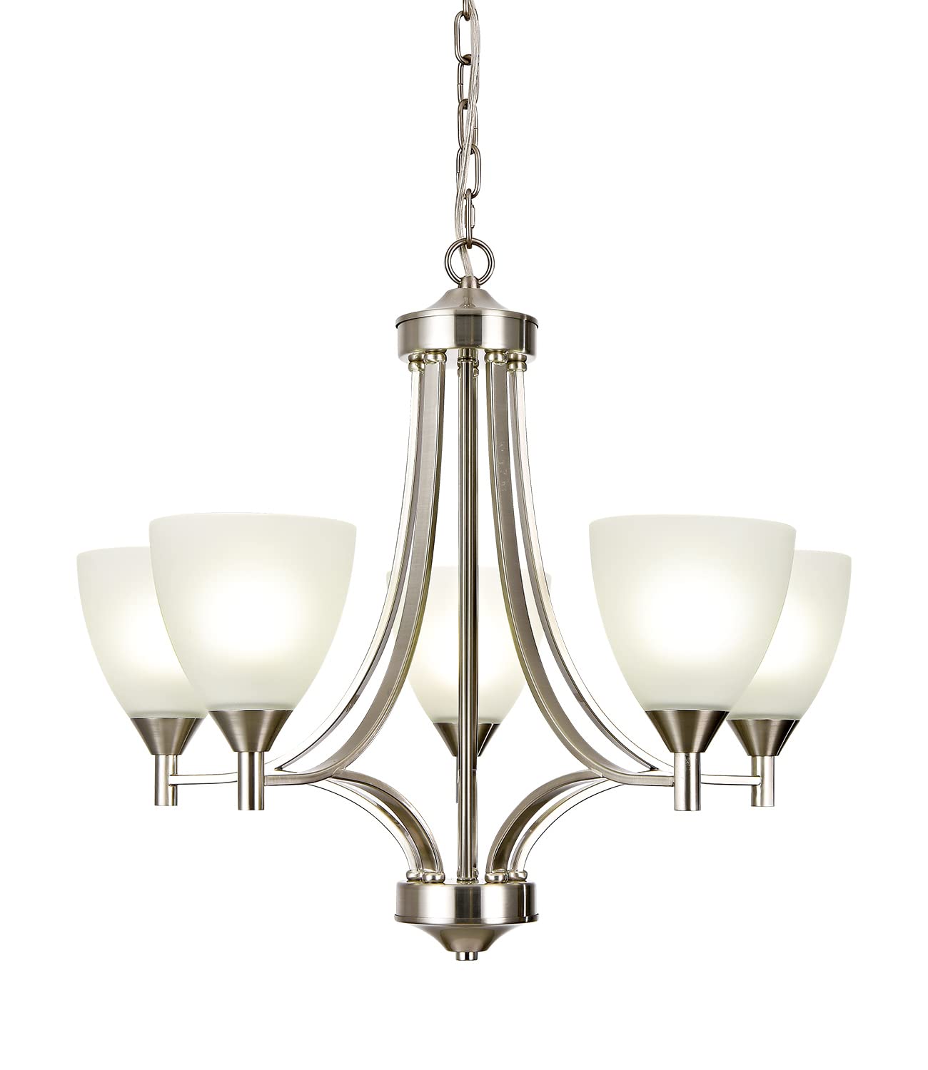 BOZO 5-Light Large Contemporary Chandelier Brushed Nickel Dining Room Lighting Fixtures Ceiling Hanging Modern Pendant Light for Foyer Bedroom Living